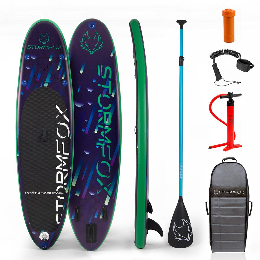 Stormfox SUP Thunderstorm 10'6 kit rental Cape Town – full kit with paddle, pump, leash and bag